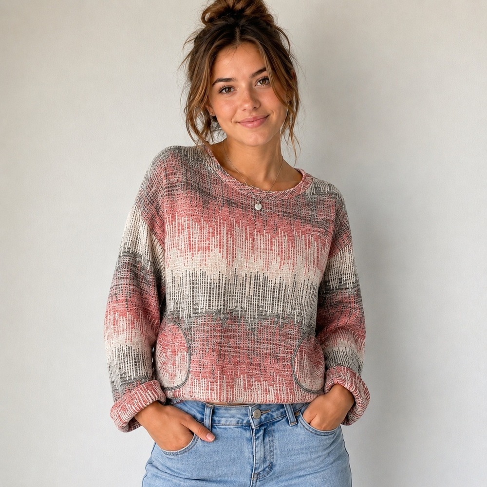 Anthropologie Postmark Nubby Knit Pullover‎ Top Size M Boho Artsy Soft Grunge